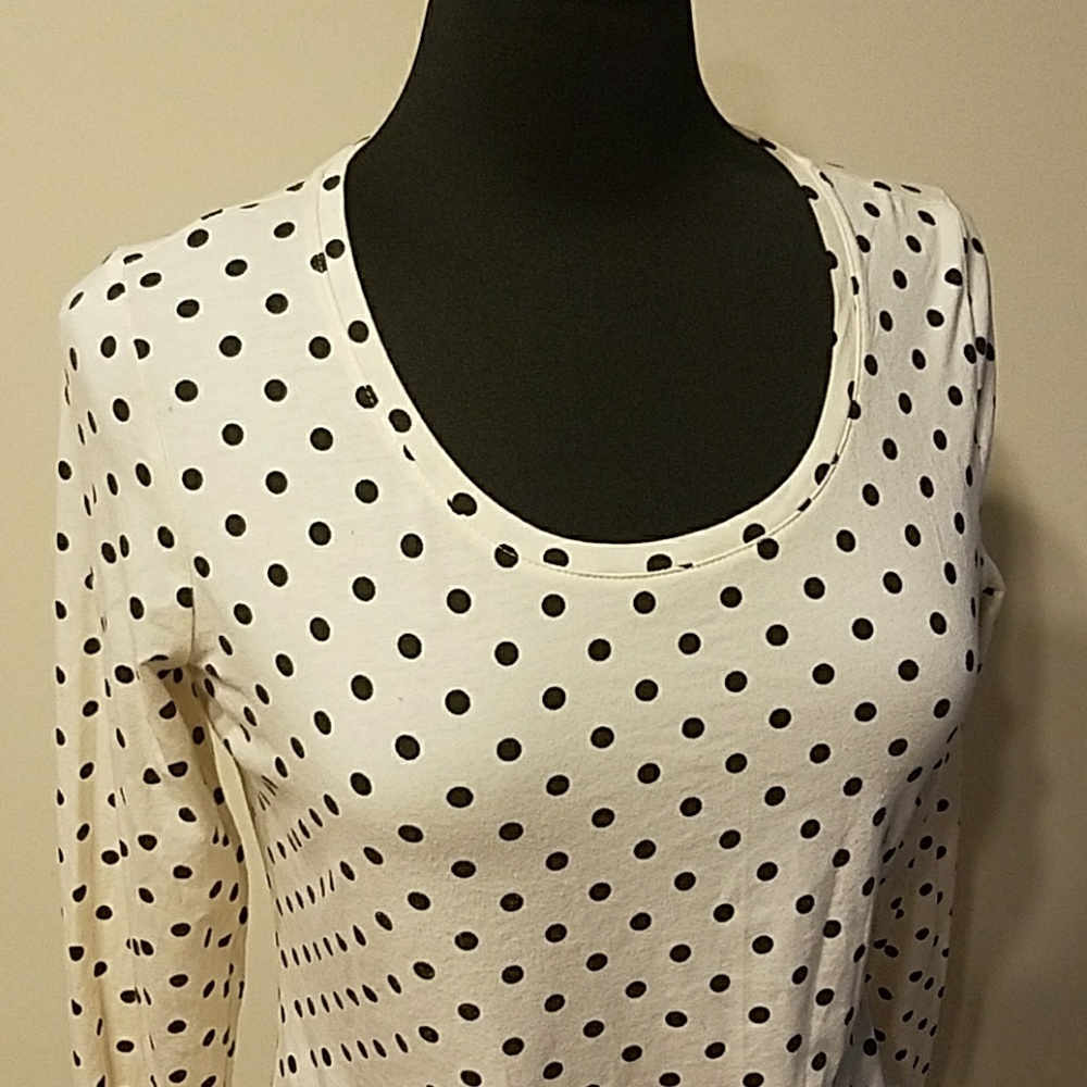 Ann Taylor Cream Polka Dot Top